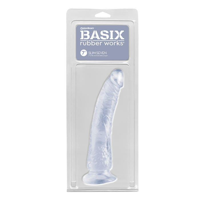PD Basix Slim 7in Dildo w/Suction Clear