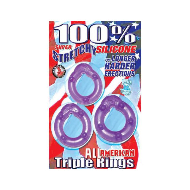 All American Triple Rings (Clear/Purple)