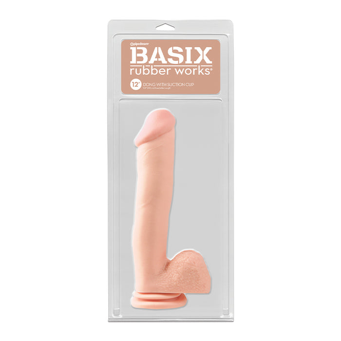 PD Basix 12in Dong Balls & Suction Beige