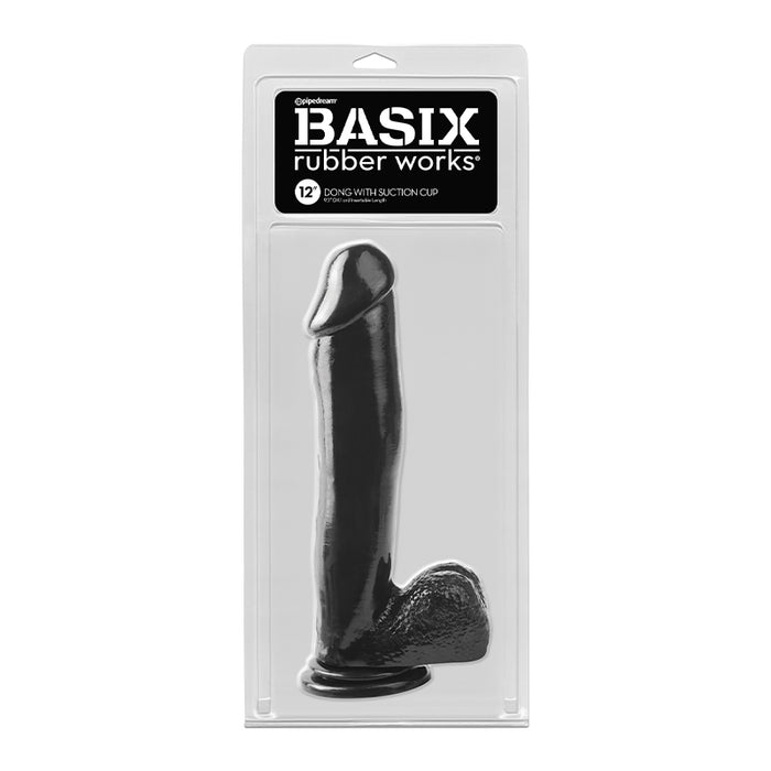 PD Basix 12in Dong Balls & Suction Black