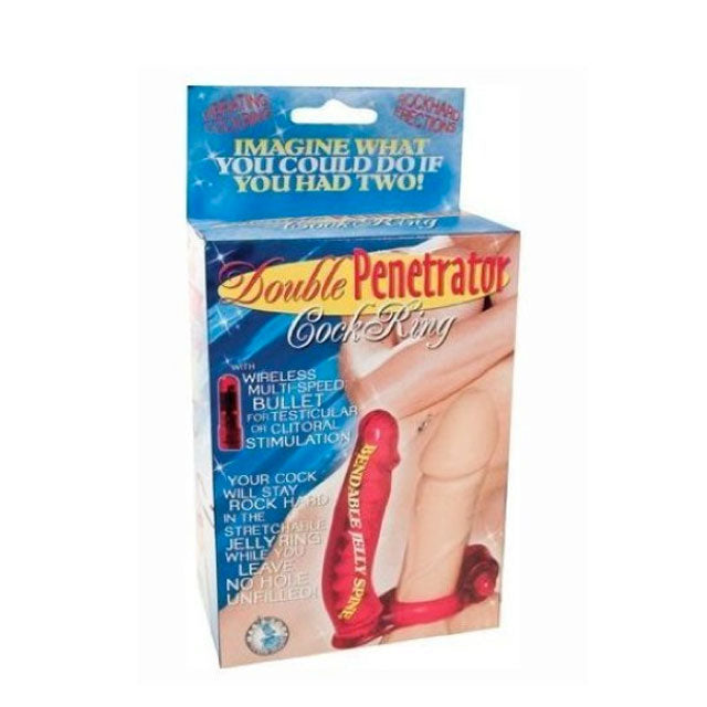 Double Penetrator Rabbit Cock Ring (Red)
