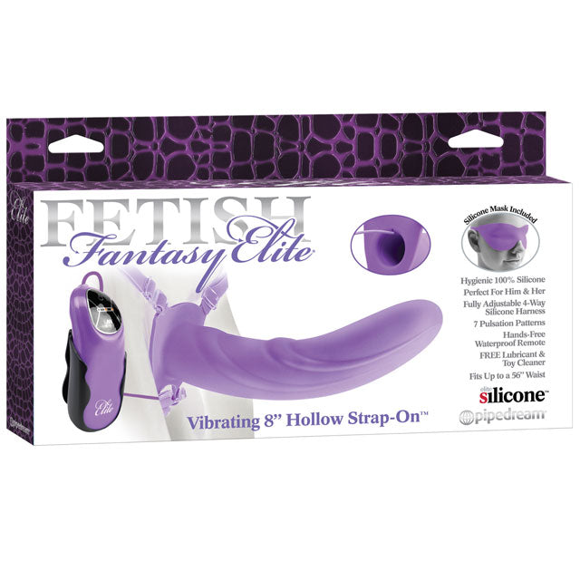 FF Elite Vibr 8in Hollow Strap-On Pur