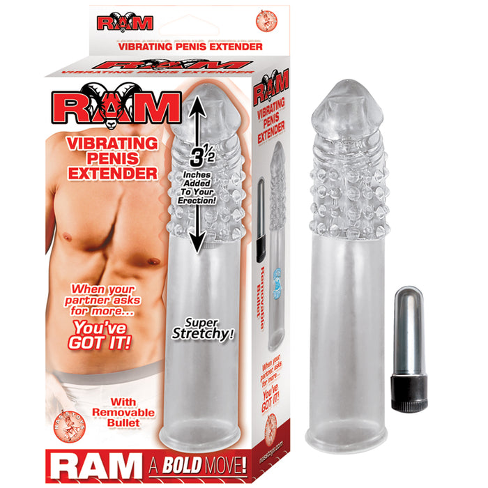 Ram 3.5in Vibrating Penis Extender (Clr)